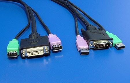 Prodlužovací kabel pro přepínač počítačů, 2x USB A(M) / DVI-D(M) - 2x USB A(F)/ DVI-D(F), 1,8m