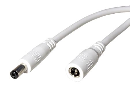 Prodlužovací napájecí kabel s konektorem 5,5 x 2,1mm, AWG18, bílý, 3m