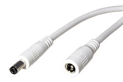 Prodlužovací napájecí kabel se souosým konektorem 5,5 x 2,1mm, AWG18, bílý, 0,5m