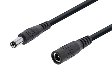 Prodlužovací napájecí kabel se souosým konektorem 5,5 x 2,1mm, černý, 0,5m