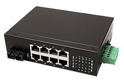 Průmyslový Ethernet přepínač 10/100, 8 portů (1x sdílený SC), na DIN lištu