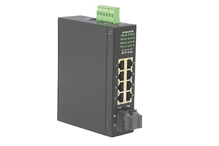 Průmyslový Ethernet přepínač 10/100, 8 portů (2x sdílený SC), na DIN lištu