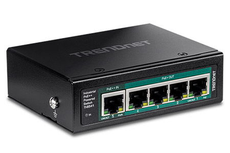 Průmyslový ethernet přepínač 1G, 5 portů, 4x PoE+ , napájení PoE++ (TI-B541)