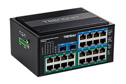 Průmyslový Ethernet přepínač 1Gb, 26 portů (24x RJ45 + 2x SFP), 24x POE+, na DIN lištu (TI-PG262)