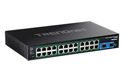 Průmyslový Ethernet přepínač 1Gb, 26 portů (24x RJ45 + 2x SFP), 24x POE+ (TI-RP262)