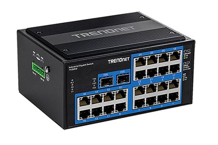 Průmyslový Ethernet přepínač 1Gb, 26 portů (24x RJ45 + 2x SFP), na DIN lištu (TI-G262)