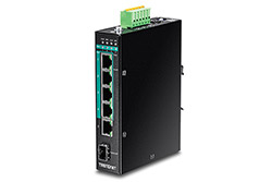 Průmyslový ethernet přepínač 1Gb, 6 portů (1x sdílený SFP), 4x PoE+, spravovatelný L2 (TI-PG541i)