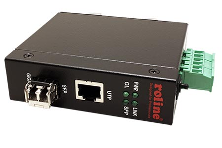 Průmyslový média konvertor 1Gb, RJ45 - SFP (se SFP modulem 1000BaseSX), na DIN lištu