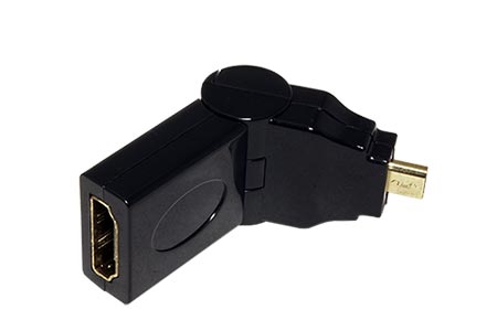 Redukce HDMI A(F) - microHDMI(M), ohebný kloub 180°, zlacená