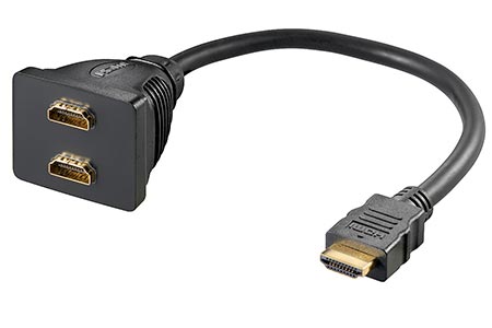 Redukce HDMI A(M) -> 2x HDMI A(F), zlacené konektory