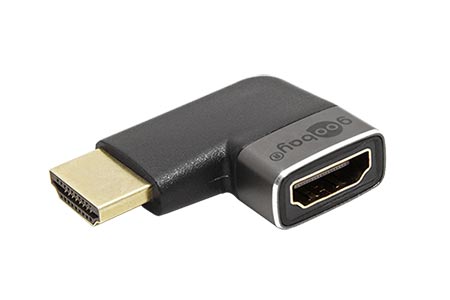 Redukce HDMI A(M)-HDMI A(F), 8K@60 Hz, lomená vlevo, zlacené konektory