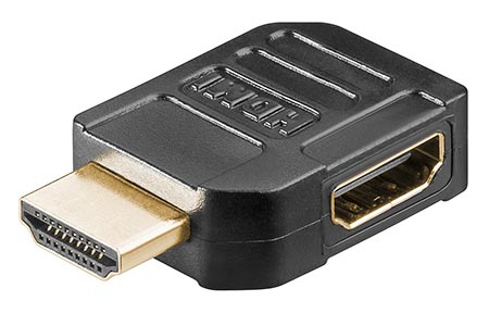 Redukce HDMI A(M) - HDMI A(F), lomená vlevo, zlacené konektory