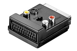 Redukce Scart(M-F) - S-video(F) / 3x cinch(F), s přepínačem vstup/výstup
