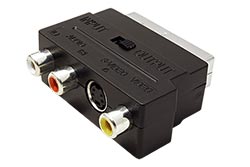 Redukce Scart(M) - S-video(F)/ 3x cinch(F) ,s přepínačem vstup/výstup