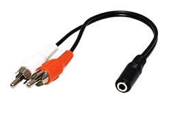 Redukce stereo jack 3,5F - 2x cinch(M), kabel 15cm