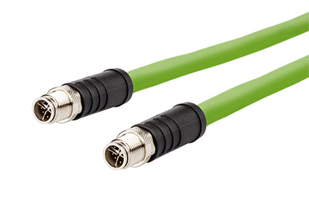 S/FTP kabel kat. 6a, M12 8pin (M) kód X - M12 8pin (M) kód X, torzní, 10m