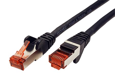 S/FTP patchkabel kat. 6, 0,25m, černý