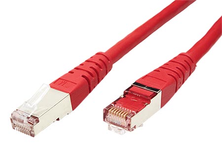 S/FTP patchkabel kat. 6, 0,5m, červený