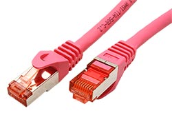 S/FTP patchkabel kat. 6, Component Level, LSOH, 1m, růžový