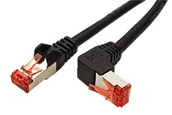 S/FTP patchkabel kat.6, lomený konektor, 5m, černý