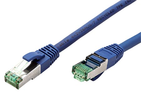 S/FTP patchkabel kat. 6a, 1,5m, modrý