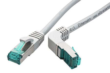 S/FTP patchkabel kat. 6a, lomený konektor, 0,5m, LSOH, šedý