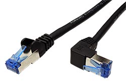 S/FTP patchkabel kat.6a, lomený konektor, 1m, černý