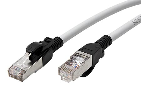 S/FTP patchkabel kat. 6a, LSOH, zamykatelný, 0,3m, šedý