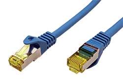 S/FTP patchkabel kat. 7, s konektory RJ45, LSOH, 0,25m, modrý