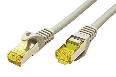 S/FTP patchkabel kat. 7, s konektory RJ45, LSOH, 1m, šedý