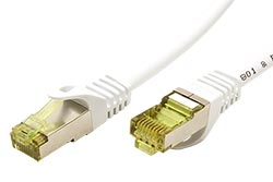 S/FTP patchkabel kat. 7, s konektory RJ45, LSOH, 25m, bílý