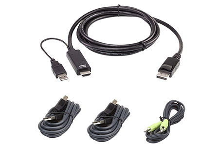 Sada kabelů pro KVM, (2x USB 2.0, HDMI -> DP, audio) , 1,8m (2L-7D02UHDPX4)