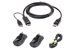 Sada kabelů pro KVM, (2x USB 2.0, HDMI -> DP, audio) , 1,8m (2L-7D02UHDPX4)