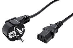 Síťový kabel, CEE 7/7(M)- IEC320 C13, 3m, černý
