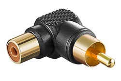 Spojka Cinch F - Cinch M, zlacená, úhlová