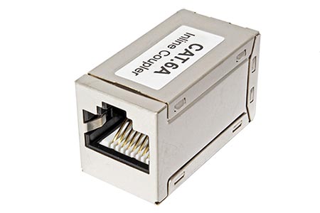 Spojka RJ45 kat. 6a, stíněná, mini, stříbrná