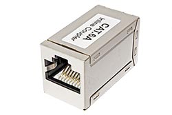 Spojka RJ45 kat. 6a, stíněná, mini, stříbrná