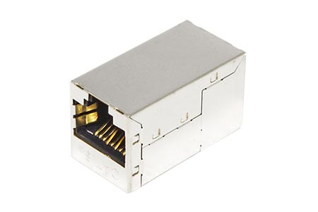 Spojka RJ45 kat. 6a, stíněná, stříbrná