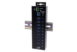 Spravovatelný USB hub 5Gbps USB3.0 B(F) -> 10x USB3.0 A(F), průmyslový, na DIN lištu (EX-1510HMVS)
