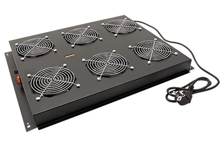 Stropní ventilační jednotka pro serverové a síťové rozvaděče, 6/6 ventilátorů, černá