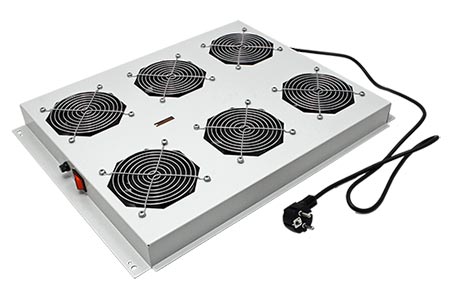 Stropní ventilační jednotka pro serverové a síťové rozvaděče, 6/6 ventilátorů, šedá