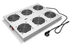 Stropní ventilační jednotka pro serverové a síťové rozvaděče, 6/6 ventilátorů, šedá