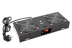 Stropní ventilační jednotka pro závěsné rozvaděče, 2 ventilátory, černá