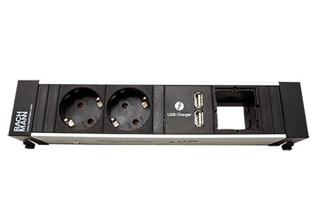 Systém CONFERENCE / TOP FRAME, box pro 4 moduly, 2x zásuvka DE, zdroj (2x USB A), 1x volné (909.0056)