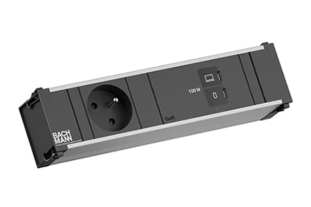 Systém CONI, box pro 3 moduly, 1x zásuvka CZ + zdroj 100W (2x USB C) (BM0023772)