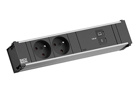 Systém CONI, box pro 4 moduly, 2x zásuvka CZ + zdroj 100W (2x USB C) (BM0022890)