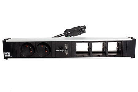 Systém CONI, box pro 6 modulů, 2x zásuvka CZ, zdroj (2x USB), 3x volné (912.0172)