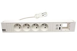 Systém CONI, box pro 6 modulů, 4x zásuvka CZ + zdroj 22W (USB A+C), 1x volné, bílý + bílé moduly (912.706)