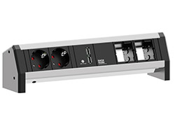 Systém DESK 1, 2x zásuvka DE + 1x zdroj (2x USB) + 2x volné (902.0183)