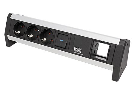 Systém DESK 1, 3x zásuvka DE, vypínač, 1x volné (902.017)
